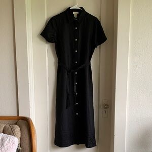 sarah b studio Black Button-Up Dress with tie Size Medium